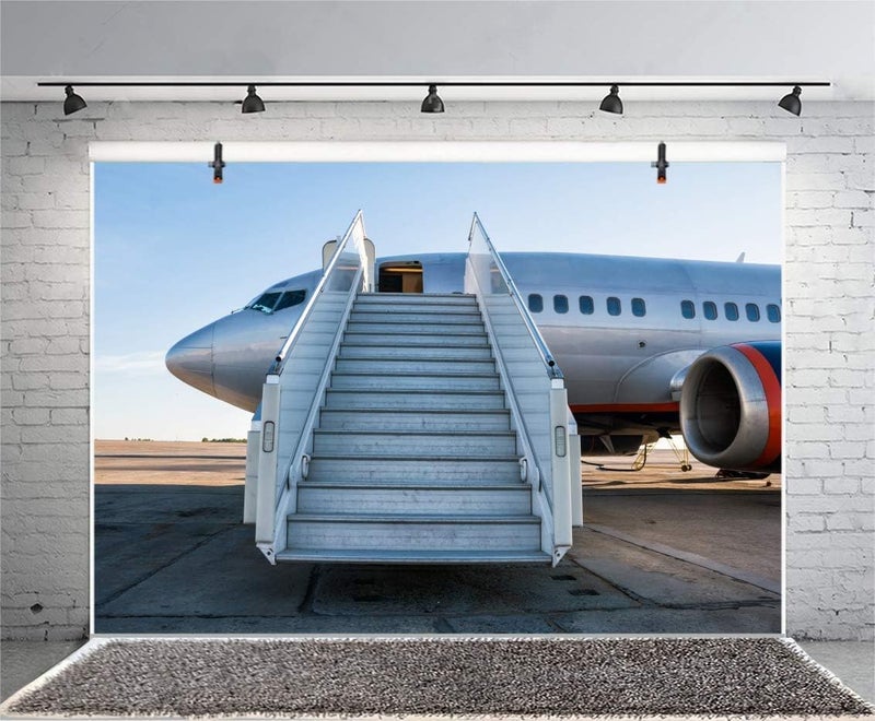 AOFOTO 7x5ft مطار المهبط خلفية طائرة للتصوير فينيل مهبط الطائرات على المدرج خلفية قماشية للتصوير لعشاق الطيران والأزواج وشهر العسل والسفر والعطلات والتصوير في الاستوديو - Image 2
